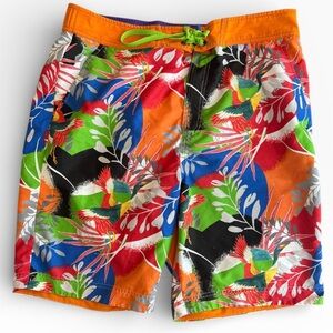 Robert Graham Swim Trunks Mens 38 Colorful‎ Floral Hawaiian Birds of Paradise